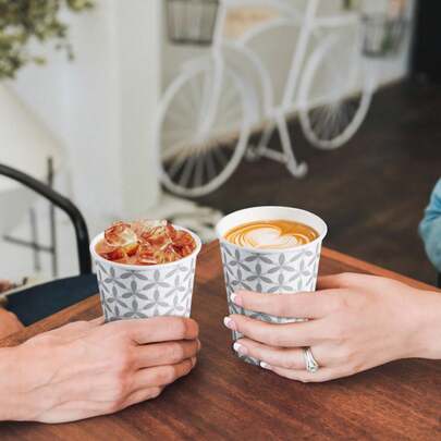 Bộ 10/20/50 cốc cà phê giấy 9oz, cốc cà phê dùng một lần, cốc đựng đồ uống nóng chống rò rỉ, thích hợp cho quán cà phê, văn phòng, tiệc tùng.