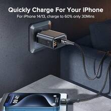 1个65W/45W/30W氮化镓充电器，2个Type-C接口+1个USB-C接口，支持QC4.0快充，兼容 17 Pro Max/17 Pro/17/Air/16/15/14/13/12/11/XS/XR/8/7/6，S25/S24/S23/S22/S21 Ultra Plus - 黑色 - 查看 6