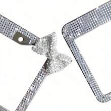 1 pieza Marco de matrícula con lazo de strass plateado, soporte de matrícula de acero inoxidable hecho a mano con decoraciones de cristal brillante, marco de matrícula de automóvil de lujo y alta gama universal - Marco de matrícula con lazo de diamantes de imitación - Ver 5