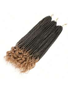 FULCRUM 1-8 piezas Trenzas de crochet estilo diosa de 14", 18", 24", 30" con ondas en 3S y puntas rizadas, extensiones de cabello sintético para trenzar - Rubio degradado - Ver 5