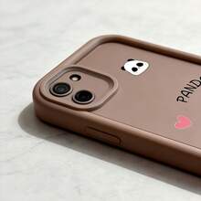 1pc Gradient Frame Dopamine Matte Cute Panda Heart Pattern Phone Case, Minimalist Design, Soft Cute Cartoon Style, Perfect Protection For Your Phone, Suitable For Honor X7/Galaxy A56 5G/ Smart 8/ Hot 40/Transsion Spark 30C/Spark Go 2024/ Note 14 5G/ E22/E22i/ A54 - Brown - View 5
