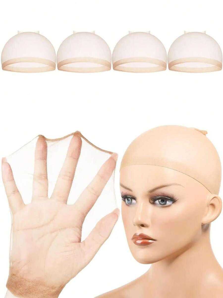 Bộ 4/2 mũ trùm tóc giả co giãn, thoáng khí, vô hình, dụng cụ làm tóc giả chuyên nghiệp - (4 cái/2 gói) - Xem 1