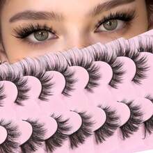Fluffy Manga Lashes 8D Volume Spiky Anime False Eyelashes 8 Pairs Soft Asian Eye Lashes Pack Pop-B099 - 跳舞-8P - 查看 7