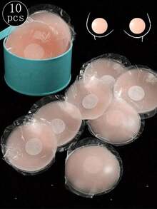 2/10片装可重复使用隐形乳贴，防滑隐藏式设计，适合多种场合 - 淺粉色 - 查看 3