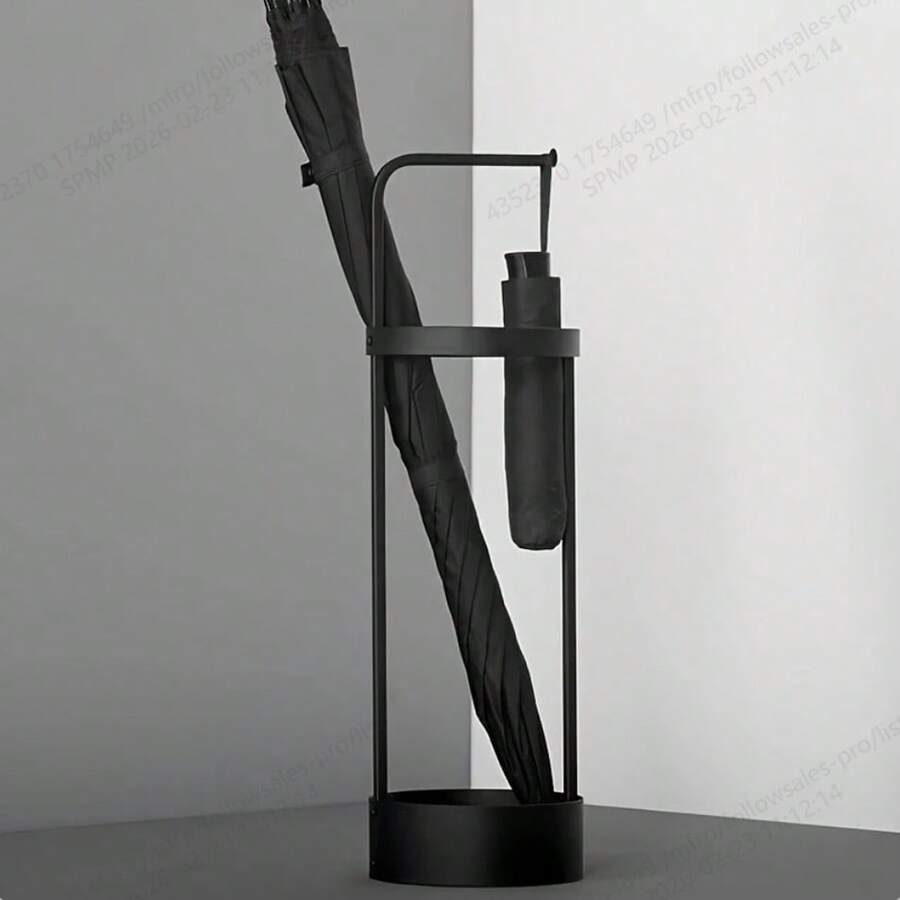 Vintage Style Metal Umbrella Stand - For Home And Commercial Use, Free-Standing Umbrella Storage With Drip Tray - A01 - View 1
