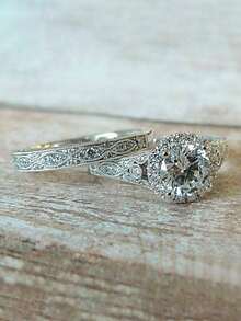 2pcs Cubic Zirconia Ring Set For Women, Suitable For Wedding, Engagement, Anniversary Party, Valentine's Day Gift - 1# - View 5