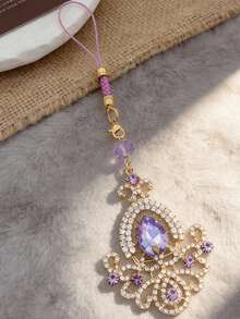 Lianxyfu 1 件镶钻手机挂饰 - 优雅酒瓶造型吊坠，适用于手机、汽车和包包，奢华礼品 - 玫紅色 - 查看 8