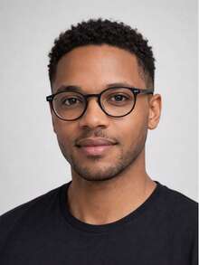 Men's, Women's, Unisex Round Retro Eyeglasses Frame - Black - View 1