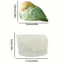 Parrot Candle Silicone Mold - 3D Design, Non-Stick And Easy To Clean, Resin Mold, Suitable For DIY Crafts, Plaster Crafts, Scented Candles - Vibrant Green Parrot And Rose Design - White - View 4