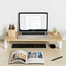 1pc Desktop Computer Monitor Stand, Adjustable Height Monitor Riser And Laptop Stand With Storage And Display Function, Suitable For Dorm Desk, Office Desk And Student Workstation, Effectively Organize Items And Improve Space Utilization - Rectangle - View 7