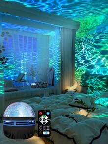 LED Projector - 2-In-1 Northern Lights & Ocean Wave Night Lamp With Remote, 14 Vibrant Effects, Powered Via Supplied Cable, Ideal For Bedroom, Game Room, Home Theater Decor, Ambiance Lighting & Relaxation - Multicolor - View 7