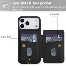 OUKNOEO 兼容 17 Air 16e 15 14 Plus 13 Pro Max，兼容三星 Galaxy S26 S25 Edge S24 Ultra Plus S25 FE A15 A16 A35 A36 A55 A56 A17 A37 A57 5G Z Fold 4 5 6 7 立体花卉钱包式手机壳，PU 皮革翻盖设计，配有短挂绳，随机印花，带支架，女士钱包式手机壳 - 黑色 - 查看 4