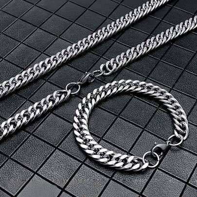 Conjunto de joyas de cadena para hombres, joyas de estilo callejero hip hop