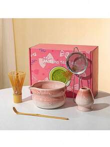 Matcha Set - 8-Piece Set, Including Matcha Brush, Measuring Spoon, Tea Utensils, Tea Bowl, And Stand. Pink Matcha Set, Perfect As A Gift For Lovers, Friends, Colleagues, Or Family, Suitable For Daily Use, Parties, Birthdays, Anniversaries, Mother's Day, Valentine's Day, And Easter (Pink). - Pink - View 11