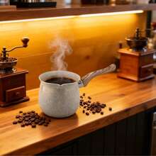 1.8L Large Capacity Multi-Function Turkish Coffee Pot, Marble Pattern Non-Stick Coating, Universal For All Stoves, Faux Wood Handle - Multicolor - View 6