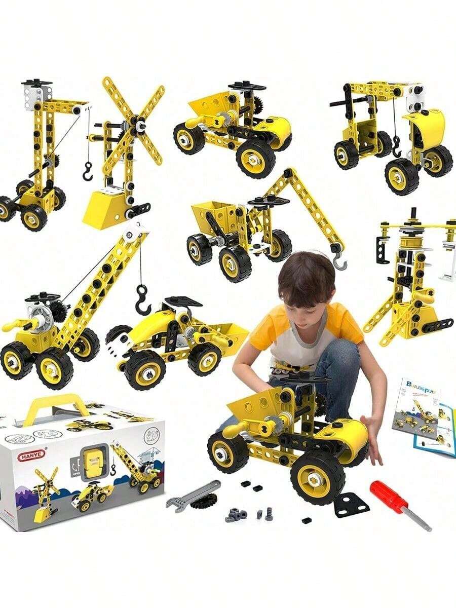 10 In 1 Stem Toys For 3+ Year Old Building Block Kit Stem Activities Projects Boy Toys Creative Set Educational Engineering Excavator Construction Birthday - 黃色 - 查看 1