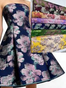 5 Yards/1 Yard Floral Jacquard Lace Fabric, 2026 New Soft Non-Wrinkle Shiny Sewing Fabric For French/African/Nigerian Party, Evening Dress, Women's Dress, Home DIY Decor, Blue, Red, Yellow, Green - A - 查看 2