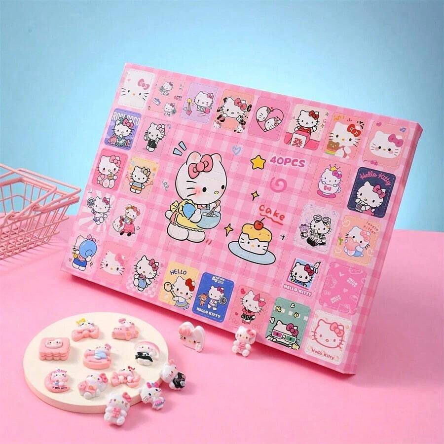 SANRIO Bộ hộp bí ẩn 40 ô  dễ thương - Hộp bí ẩn Kitty & , Bộ sưu tập hoạt hình vui nhộn, Thích hợp cho các buổi tụ họp, ngày lễ, lễ Giáng sinh và giải trí gia đình, Bất ngờ bất tận mỗi ngày - Nhiều màu - Xem 1