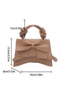 Solid Color Pleated Edge Handbag, Flap Crossbody Bag, Retro Floral Pattern Women Bag - Khaki - View 2