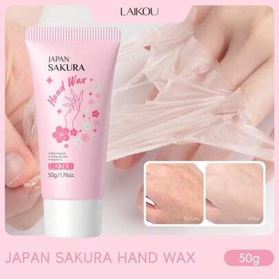 1片莱寇日本樱花撕拉式保湿手蜡，50克舒缓修护手膜，深层滋养手部护理，送给女性、妈妈、妻子、姐妹、女孩、女朋友的礼物，SPA护肤，母亲节化妆品