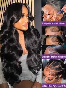 36 Inch 13x6 Lace Front Wigs Human Hair 250% Density Body Wave HD Lace Front Wigs Human Hair Pre Plucked 13x4 Glueless Human Hair Wig 100% Brazilian Virgin Lace Front Wigs For Women Natural Black Color - Natural Black - 查看 4