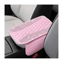 Bling Car Center Console Cover R Leater Armrest Cusion Pad Wit 2 Stoe Pocke Comtable Si Middle Console Cover  Most Veic Car Accessories Pink - 粉紅色的 - 查看 1