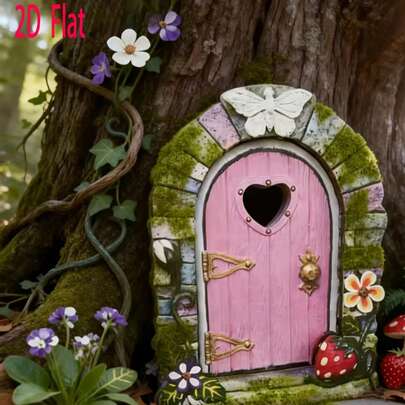 Wooden Craft Miniature Garden Decor, Creative Fairy Door Ornament, Home Atmosphere Decoration