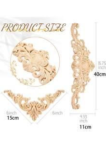 1/4件装木质贴花和镶嵌木片，用于家具装饰，DIY雕刻木质镶嵌，适用于床门、橱柜、衣柜等家具装饰 - J37+H01 - 查看 8