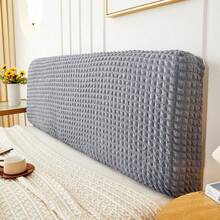 1pc Solid Color Checkered Pattern Headboard Cover, Elastic Stretchable, Dust Protection, Fits Various Headboards, Full Wrap-Around Design, Soft Cloud-Like Backrest Feel, Removable & Washable Headboard Slipcover, Provides New Sleeping Experience - Honey Orange - View 5
