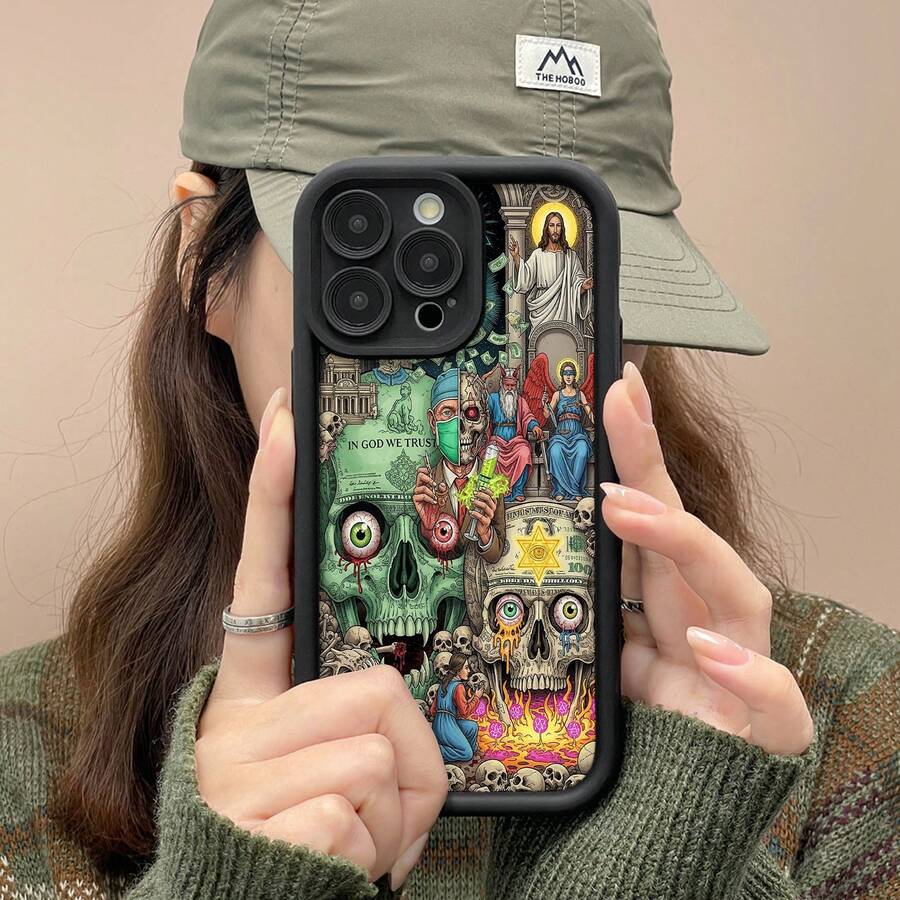 Ojo de cirujano con calavera verde infernal. Esta elegante funda es compatible con Samsung, Apple, VIVO, OPPO, , Transsion, , y Honor. Fabricada en silicona TPU, ofrece protección contra golpes y caídas, además de una sensación superior. Es un regalo ideal para familiares, amigos y seres queridos, y la elección perfecta para San Valentín y Año Nuevo. - Negro - Ver 1