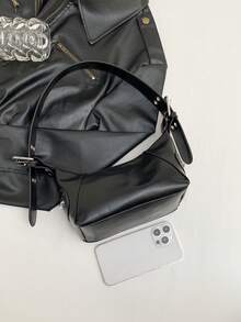 2026 New Arrival Women's Leather Shoulder Bag, Niche Design Luxury High-Quality Underarm Bag, Cool Girl Retro Crossbody Purse - Black - View 9