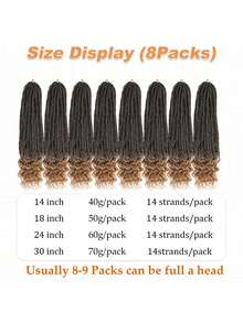 FULCRUM 1-8 piezas Trenzas de crochet estilo diosa de 14", 18", 24", 30" con ondas en 3S y puntas rizadas, extensiones de cabello sintético para trenzar - Rubio degradado - Ver 2