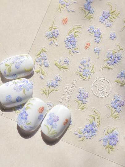1pc Thin And Tough Nail Stickers Cute Snow Orchid Nail Accessories Nail Self-Adhesive Slider DIY Nail Design Decoration Nail Art Stickers Stickers Stickers