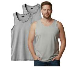 Kit 02 Men's Plus Size Tank Top Comfortable Breathable - 灰色 - 查看 1