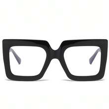 1pc Women's Fashion Large Frame Eyeglasses, Flattering No-Makeup Street Style - Black - View 4