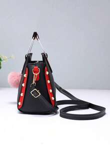 1pc Fashion Color Block Cute Handbag, Suitable As Gift For Holidays - Multicolor - View 6
