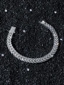 1 Set Men's Full Diamond Fish Tail Splice Chain Necklace And Bracelet Set - Style a - View 8