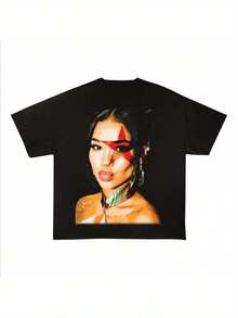 Regalo de Verano: Camiseta Gráfica de Hip Hop Inspirada en Jhene Aiko - Camiseta de Algodón Negra con Cuello Redondo y Estampado Atrevido en Rojo y Blanco, Camiseta Casual de Manga Corta para Hombres y Mujeres, Ropa para Fanáticos de la Música |     Camiseta con Diseño Gráfico Atrevido |     Ajuste Cómodo, Camisas Jhene Aiko - Negro - Ver 1