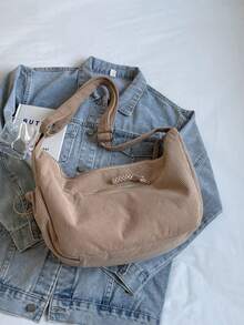 2026 Neuankömmling Damen Japanischer Harajuku INS vielseitiger Schultertasche mit großer Kapazität, minimalistisch, literarisch, Cord - Khaki - Übersicht 8