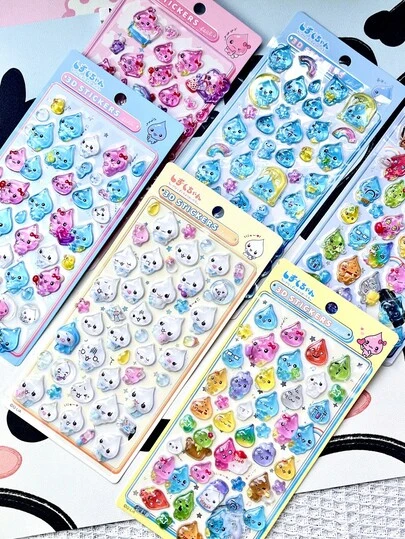 可爱复古水滴环氧树脂3D浮雕水晶贴纸，闪亮雨滴水晶凝胶。家居装饰、派对装饰、生日礼物、各种节日礼物，时尚百搭。