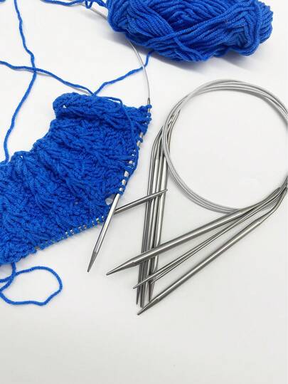 3pcs/Set Round Tip Needles, Stainless Steel Round Tip Needle Set (31.5 Inches), Stainless Steel Circular Knitting Needles, Smooth Handles, Suitable For DIY Blankets, Hats, Scarves, Sweaters And Large Projects