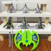 1 Green Launcher + 6 Fighter Planes Shooting Toy, Manual Launcher Outdoor Sports Entertainment Toy, Gift For Boys, Suitable For Halloween And Christmas - Green - View 8
