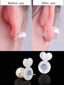 心形透明硅胶和塑料耳环背托 - 耳环背托，稳定垫，适用于较重的耳环，舒适的替换背托，防止耳垂下垂，适合大号耳环，耳环和吊坠托 - Earring Backs - 查看 2