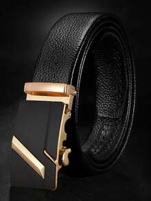 1pc Men's Zinc Alloy Automatic Buckle Belt, Suitable For Pants - Black - View 8