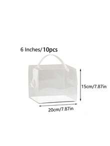 5 piezas Caja de embalaje para pasteles portátil transparente, suministros escolares, bolsa de alimentos, caja de alimentos apta para caramelos, chocolates, galletas, etc. - transparente - Ver 12