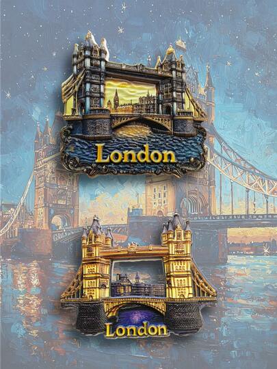 1pc 3D Resin Fridge Magnet Of London Tower Bridge, Classic Landmark Architecture, Travel Souvenir Gift, Raised Landscape Travel Souvenir Magnet, 3D Painted Travel Souvenir Magnet, Creative Souvenir, Niche High-End Home Decor Magnet, 3D Raised Creative High-End Relief Resin Crafted Fridge Magnet, Kitchen Decor, Famous Scenery Magnet, Travel Lover Creative Home Decor Gift
