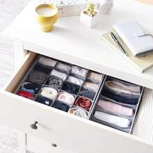 6/7/8/24 Grid Gray Non-Woven Fabric Drawer Storage Compartment, Foldable Wardrobe Storage Basket, And Fabric Storage Box, Used For Storing Clothes, Socks, Underwear, Bras, Ties, And Accessories - View 5