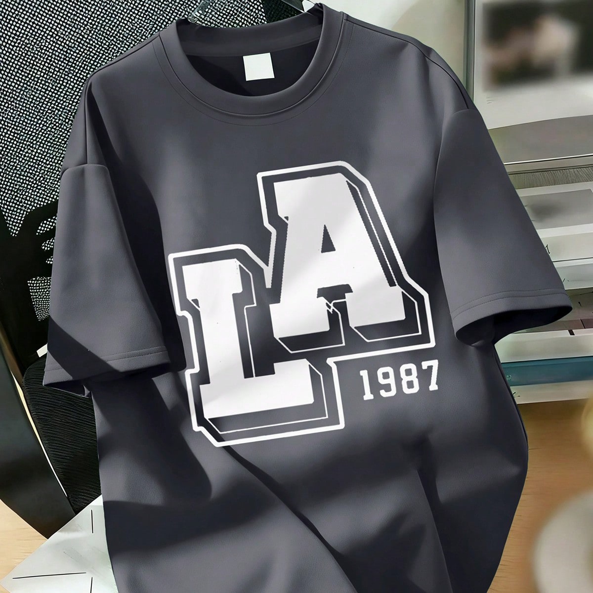 Camiseta de cuello redondo con estampado de LA para adolescentes, top casual suave para el verano
