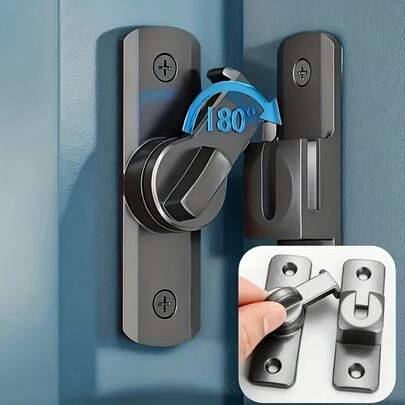 1 Set Universal Metal Locks, 90/180 Degree Rotating Security Padlocks, Suitable For Barn Doors, Bathroom Sliding Doors, Garages, Bedrooms, Cabinets And Various Doors