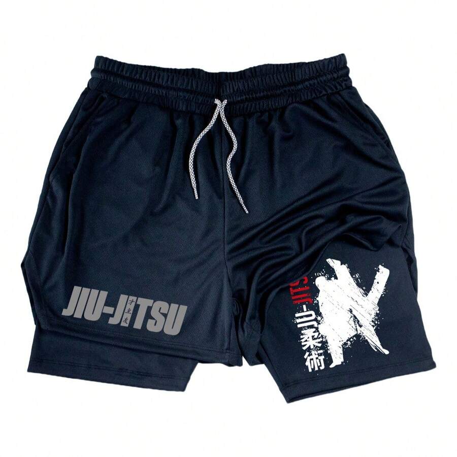 2-In-1 Compression Shorts Jiu-Jitsu Attack Martial Arts Street - màu đen - Xem 1